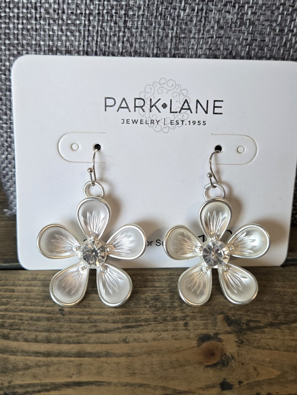 Park Lane Silver Floral Crystal Drop Earrings